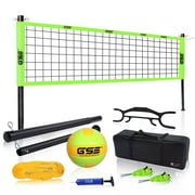 GSE Games & Sports Expert Professional Portable Volleyball Complete Net Set. Including Volleyball Net System with Volleyball, Pump, and Carrying Bag for Tournaments, Schools and Societies Competition