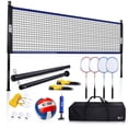 thumbnail image 1 of GSE Games & Sports Expert Recreational Portable Badminton Volleyball Net Combo Set. Including Net,Volleyball,4 Badminton Rackets, 3 Birds and Carry Bag for Park,Backyard,Lawn, 1 of 8
