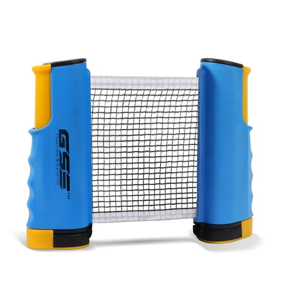 GSE Games & Sports Expert Retractable Ping Pong Net & Post. Portable Replacement Anywhere Table Tennis Net for Any Tables. Great for Indoor/Outdoor Game, Travel, Home Use (Blue)