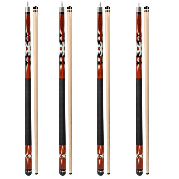 GSE Games & Sports Expert Set of 4 58" 2-Piece Canadian Maple Hardwood Billiard Pool Cue Sticks for Commercial, Bar and House Use (6 Colors,18-21oz Available)