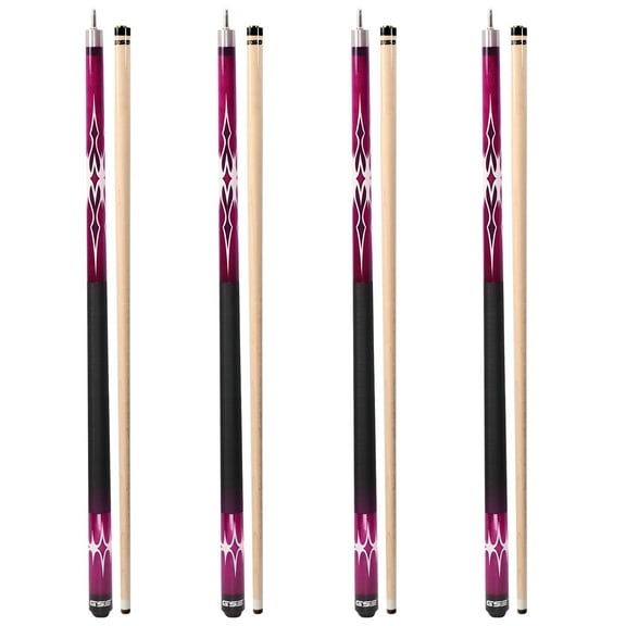 GSE Games & Sports Expert Set of 4 58" 2-Piece Canadian Maple Hardwood Billiard Pool Cue Sticks for Commercial, Bar and House Use (6 Colors,18-21oz Available)