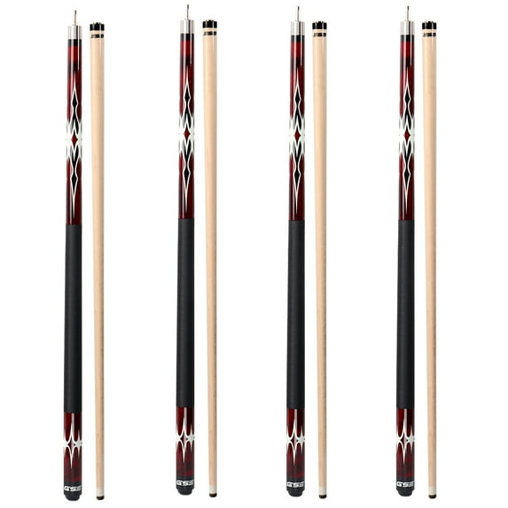 GSE Games & Sports Expert Set of 4 58" 2-Piece Canadian Maple Hardwood Billiard Pool Cue Sticks for Commercial, Bar and House Use (6 Colors,18-21oz Available)