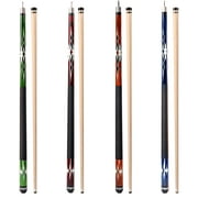 GSE Games & Sports Expert Set of 4 58" 2-Piece Canadian Maple Hardwood Billiard Pool Cue Sticks Set for Commercial, Bar and House Use (Multi Color,18-21oz Available)