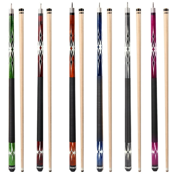 GSE Games & Sports Expert Set of 6 58" 2-Piece Canadian Maple Hardwood Billiard Pool Cue Sticks Set for Commercial, Bar and House Use (Multi Color,18-21oz Available)