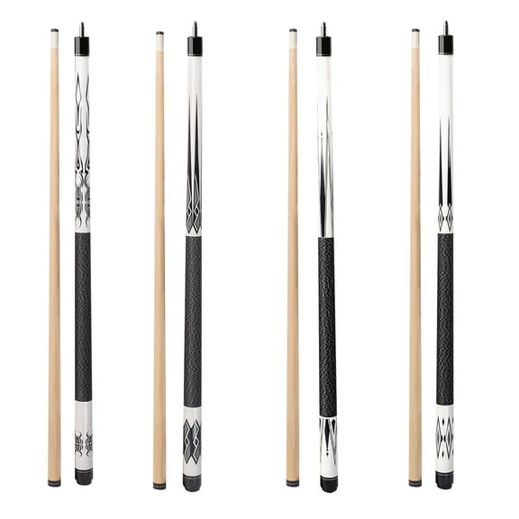 GSE Set of 4 White Hardwood Billiard Pool Cue Sticks. 58" 2-Piece Maple Pool Stick 18/19/20/21oz Combo Set for Commercial, Bar/House Use