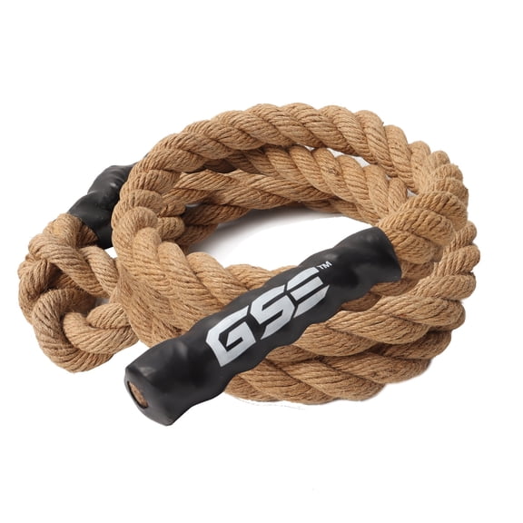 GSE Games & Sports Expert Sisal Climbing Rope, Gym Fitness Training Rope for Indoor/Outdoor Climbing Exercises, Strength Training - 15 FT