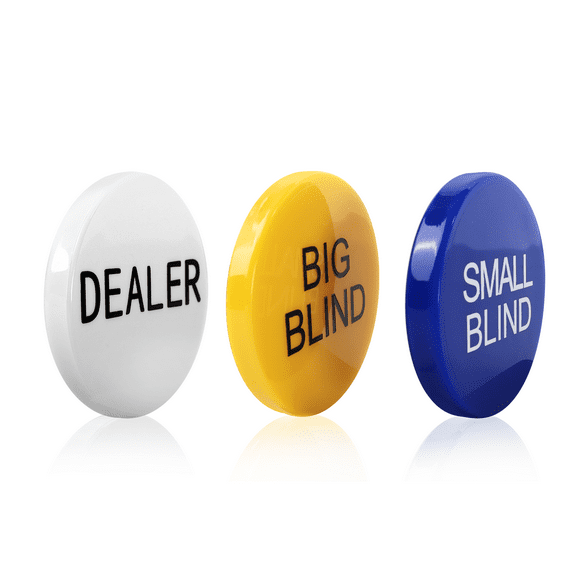 GSE Games & Sports Expert Small Blind, Big Blind, Dealer Puck Buttons - Set of 3 Casino Texas Holdem Poker Dealer Accessory