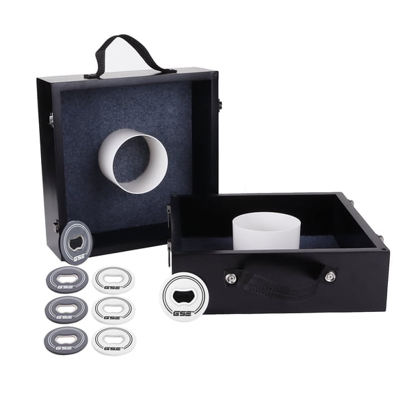 GSE Games & Sports Expert Solid Wood Washer Toss Game Set with 8 Bottle Opener Style Washers for Outdoor Backyard, Lawn Parties, Tailgates, Beach