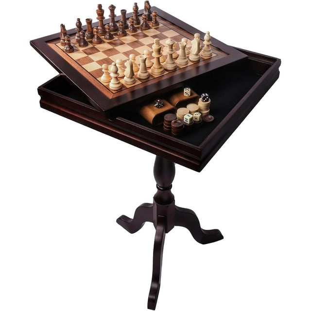 GSE Games & Sports Expert Wooden 3in1 Chess Checkers Backgammon Table