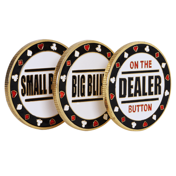 GSE Set of 3 Metal Small Blind, Big Blind, Dealer Puck Buttons. Texas Hold'em Poker Accessories