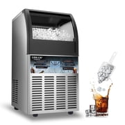 GSEICE ETL-Certified Commercial Ice Maker Machine 80Lbs/24H, Freestanding Fast Business Ice Maker, Self-Cleaning Ice Machine with LED Display for Bar, Office, Cafe, Hotel