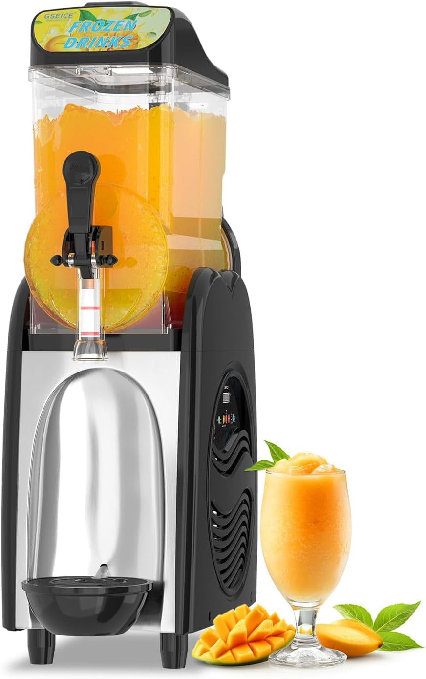 GSEICE Slushy Machine for Home, 4-Gallon Frozen Drink Machine for Family, Stainless 110V/60Hz Steel Single Slushy Machine for Margaritas, Cocktails, and Frozen Drinks | Perfect for Parties & Events