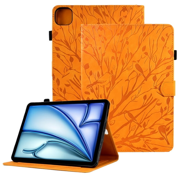 GSFY Case for 2024 iPad Air 11 Inch 6th Gen (M2), Smart PU Leather Wallet Stand Protective Shell Auto Sleep Wake for iPad Air 11 6th/ iPad Air 10.9 4th &5th/ iPad Pro 11 (2018-2022), Orange TREE