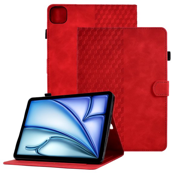 GSFY Case for 2024 iPad Air 11 Inch M2, PU Leather Slim Wallet Stand Protective Smart Shell Auto Sleep Wake for iPad Air 11 6th/ iPad Air 10.9 4th &5th/ iPad Pro 11 (2018-2022), Red Blocks
