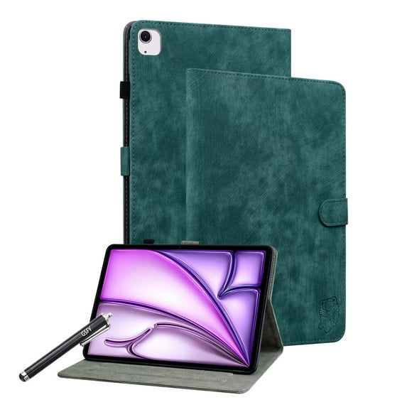 GSFY Case Compatible with iPad Air 11 Inch M3 (2025) / M2 (2024), iPad Air 10.9'' 5th / 4th Generation (2022/2020), Premium PU Leather Protective Folio Stand Case Multiple Viewing Angles, Dark Green