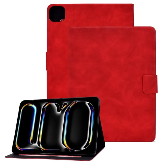 GSFY Case for 2024 iPad Pro 11 Inch 5th Generation (M4), Slim Smart Premium PU Leather Wallet Stand Protective Shell with Auto Sleep Wake Feature for iPad Pro 11 5th Gen, NP Red