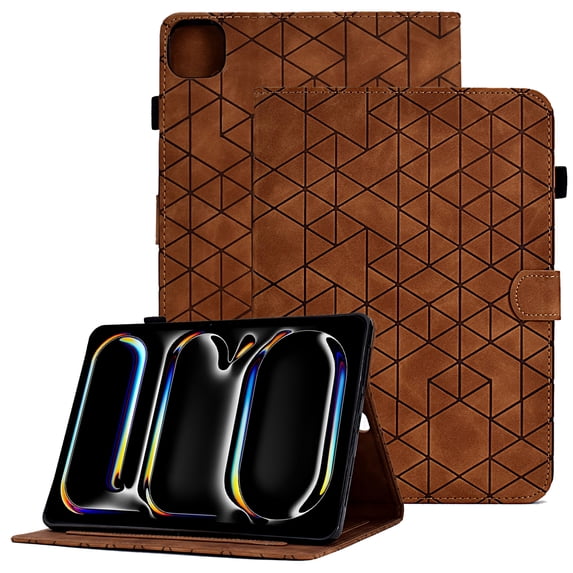 GSFY Case for 2024 iPad Pro 11 Inch 5th Generation(M4), Smart Premium PU Leather Wallet Stand Protective Shell with Auto Sleep Wake Feature for iPad Pro 11 5th Gen, Brown LX