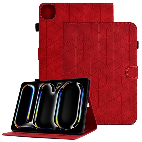 GSFY Case for 2024 iPad Pro 11 Inch 5th Generation(M4), Smart Premium PU Leather Wallet Stand Protective Shell with Auto Sleep Wake Feature for iPad Pro 11 5th Gen, Red LX