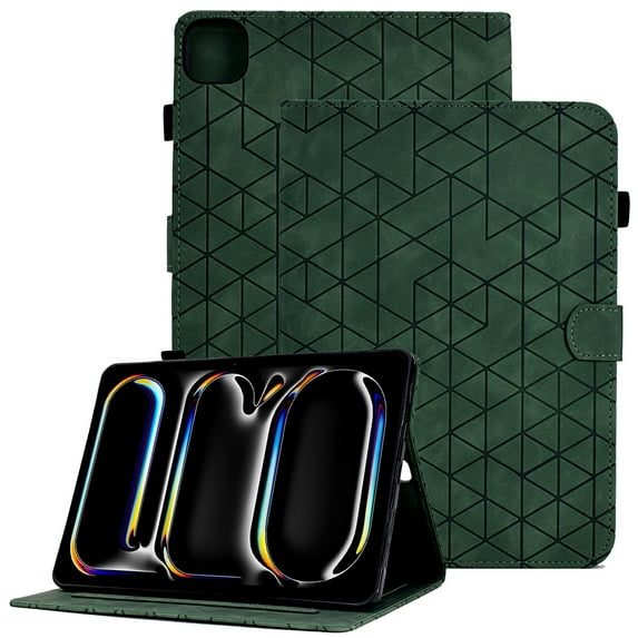GSFY Case for 2024 iPad Pro 11 Inch 5th Generation(M4), Smart Premium PU Leather Wallet Stand Protective Shell with Auto Sleep Wake Feature for iPad Pro 11 5th Gen, Green LX