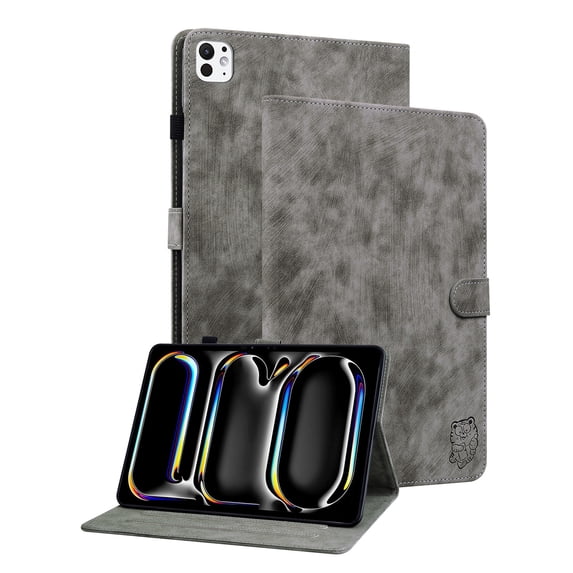GSFY Case for 2024 iPad Pro 11 inch Case M4 (5th Generation), Premium PU Leather Protective Folio Stand Cover with Pencil Holder Multiple Viewing Angles for iPad Pro 11 5th Gen - Gray