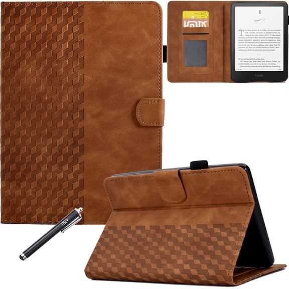 GSFY Case for All-new 7" Kindle Paperwhite 12th Gen 2024 & Kindle Colorsoft Signature Edition 2024, PU Leather Wallet Stand Protective Cover with Card Slots Auto Sleep/Wake Feature, Brown