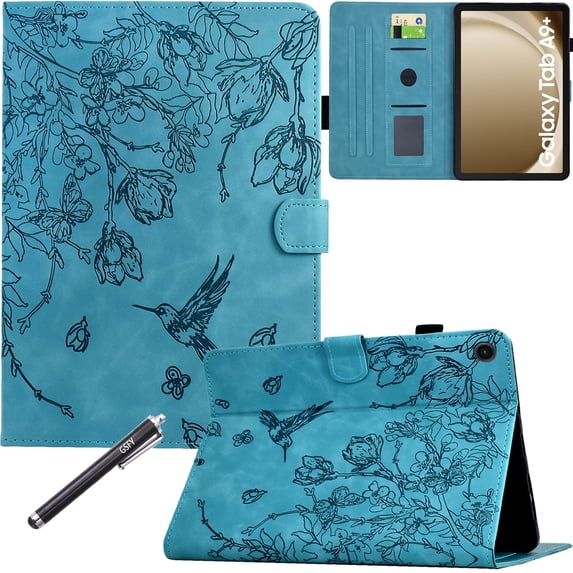 GSFY Case Compatible with Samsung Galaxy Tab A9 Plus/A9+ 5G 11 inch 2023 (SM-X210/X216/X218), Smart Premium PU Leather Wallet Stand Protective Shell with Stylus Holder Auto Sleep Wake, Light Blue