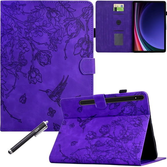 GSFY Smart Premium PU Leather Wallet Stand Protective Tablet Case for Samsung Galaxy Tab S9 FE 5G 10.9 Inch / Tab S9 11 Inch 2023 with S Pen Holder, Auto Sleep Wake, Purple