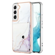 GSFY Case for Galaxy S23 with Credit Card Holder, Wallet Multi-Color Full Body Protective Shockproof Bumper Rugged Cell Phone Cover for Samsung Galaxy S23 6.1 inch 2023, Lilac Marbel