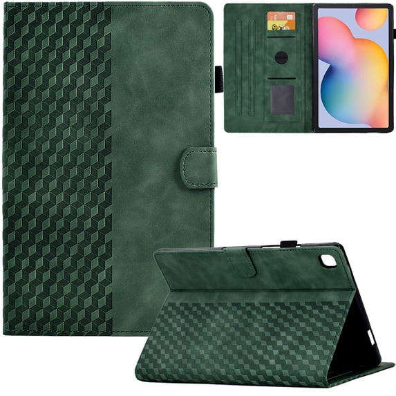 GSFY Case for Galaxy Tab S6 Lite 10.4 inch 2024/2022/2020, PU Leather Wallet Stand Protective Smart Shell with Pen Holder Auto Sleep Wake for Samsung Galaxy S6 Lite Tablet, Green Blocks