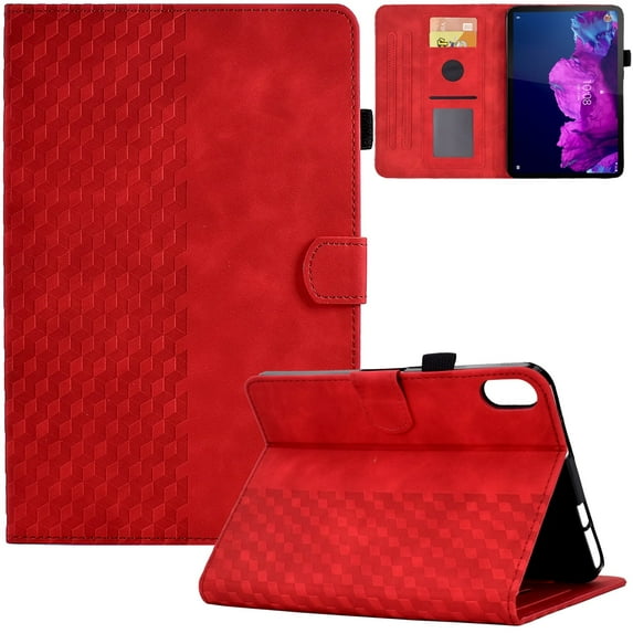 GSFY Case for Galaxy Tab S6 Lite 10.4 inch 2024/2022/2020, PU Leather Wallet Stand Protective Smart Shell with Pen Holder Auto Sleep Wake for Samsung Galaxy S6 Lite Tablet, Red Blocks