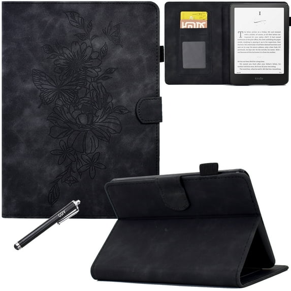 GSFY Case for Kindle Paperwhite 12th Gen 2024 Released (7") & Kindle Colorsoft Signature Edition, PU Leather Magnetic Closure Wallet Case with Card Slot Auto Sleep/Wake Feature, Black