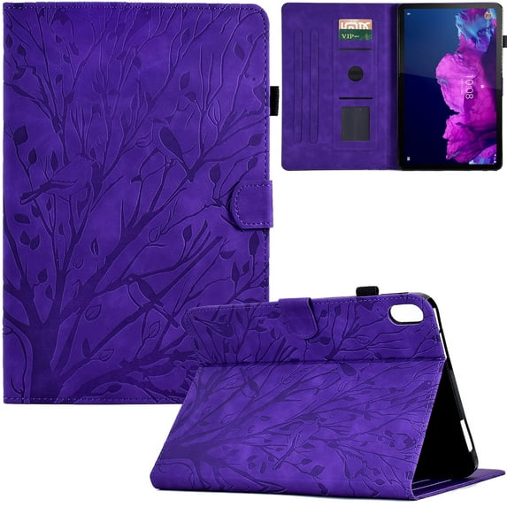 GSFY Case for Lenovo Tab P11 Plus 2021 (TB-J616F/J616X), PU Leather Smart Shell Flip Stand Cover with Auto Sleep/Wake for Lenovo Tab P11 Plus 2021/ Tab P11 2020 (TB-J606F/J606X) 11 inch, Purple Tree