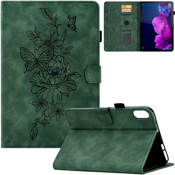 GSFY Case for Lenovo Tab P11 Plus/P11 (2021/2020), PU Leather Magnetic Closure Wallet Cover with Auto Sleep/Wake for Lenovo Tab P11 Plus 2021 (TB-J616F J616X) / P11 2020 (TB-J606F J606X) 11'', Green