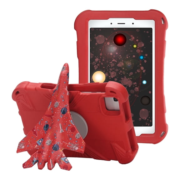 GSFY Kids Case for Kindle Fire HD 8 (Fits 2018 2017 2016 Version, 8th/7th/6th Gen), Lightweight Safe EVA 360 Degree Airplane Kickstand Shockproof Case with Pencil Holder, X Red