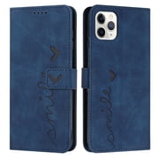 GSFY Wallet Case for iPhone 12 / 12 Pro Card Holder and Wrist Strap, PU Leather Magnetic Flip Folio Stand Cover for iPhone 12 / iPhone 12 Pro 6.1 inch, Navy