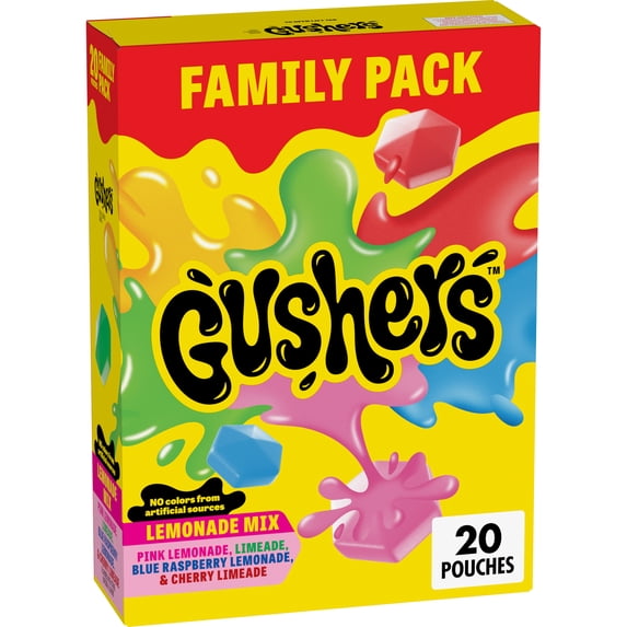 Gushers Fruit Flavored Snacks, Lemonade Mix, Gluten Free, Family Pack, 20 Pouches, 16 oz