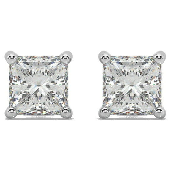 GSI Certified PR 0.50 Carat (CTTW) Diamond Studs In 14K White Gold (G-H/I2-I3) With Push Back Post By Jolene Jarrett.