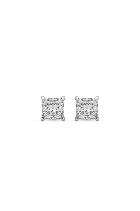 GSI Certified PR 0.50 Carat (CTTW) Diamond Studs In 14K White Gold (H-I/I1-I2) With Push Back Post By Jolene Jarrett.