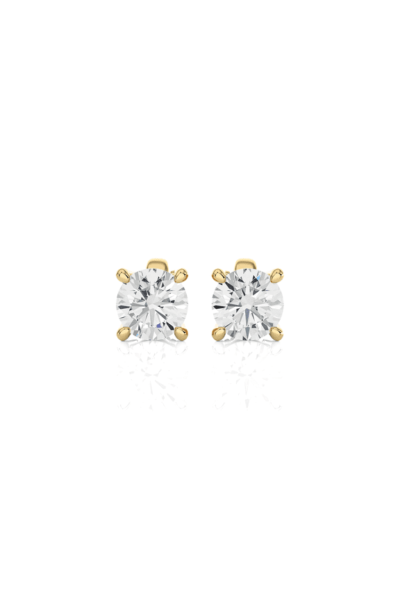 GSI Certified RD 0.50 Carat (CTTW) Diamond Studs In 14K Yellow Gold (F-G/I1-I2) With Push Back Post By Jolene Jarrett.