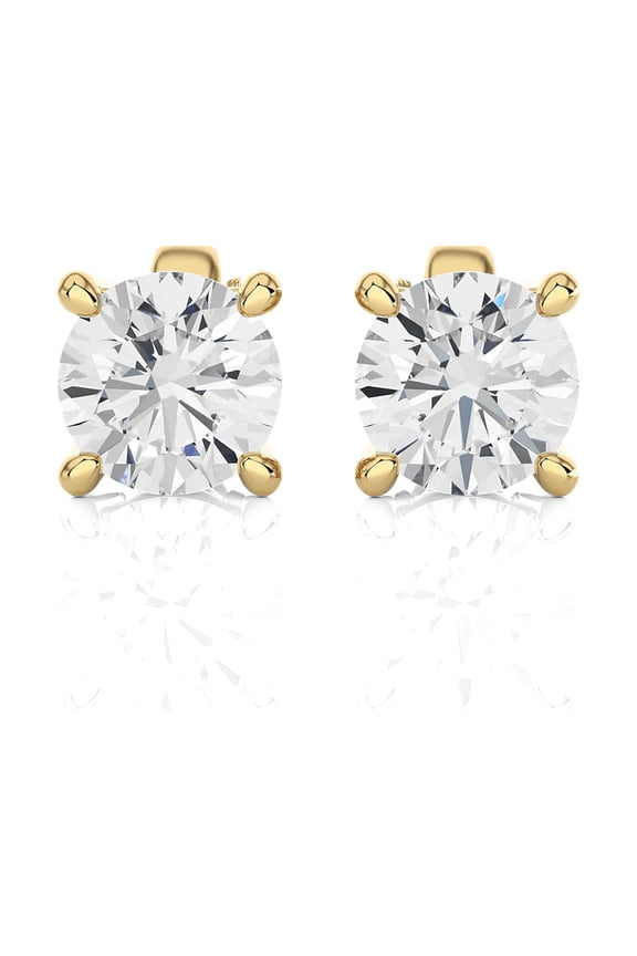 GSI Certified RD 0.50 Carat (CTTW) Diamond Studs In 14K Yellow Gold (F-G/I2-I3) With Push Back Post By Jolene Jarrett.