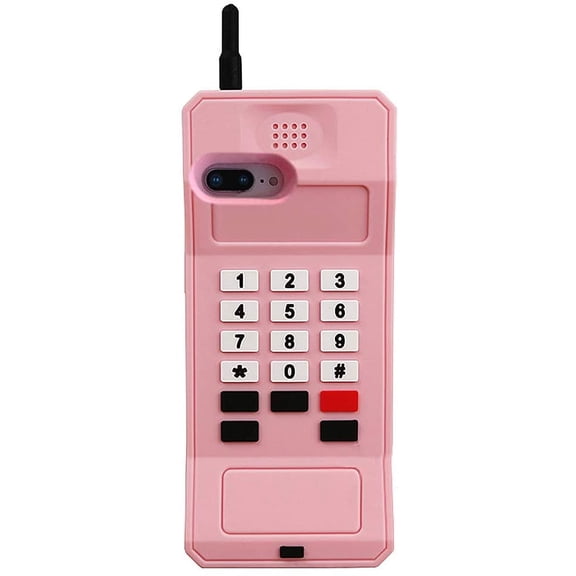 GSIZSA-3D Silicone Case Compatible with iPhone 7 Plus/iPhone 8 Plus, Retro Classic Creative Soft Rubber Bumper Cover Cool Fun Thick Protective Stand Case(Retro Cellphone Pink, iPhone 7 Plus/ 8 Plus)