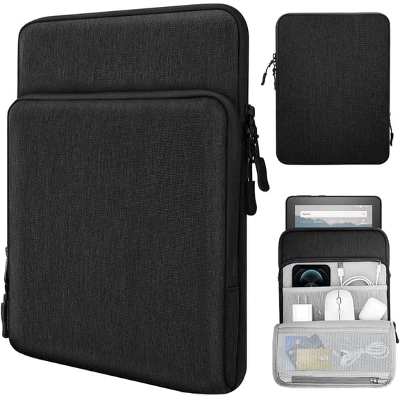 GSIZSA-8-9 Inch Tablet Sleeve Case for All-New iPad mini 7 (A17 Pro, 2024), iPad mini 6 (8.3-Inch, 2021), iPad mini 5/4/3/2/1, Protective Pouch Bag with Multiple Pockets, Black