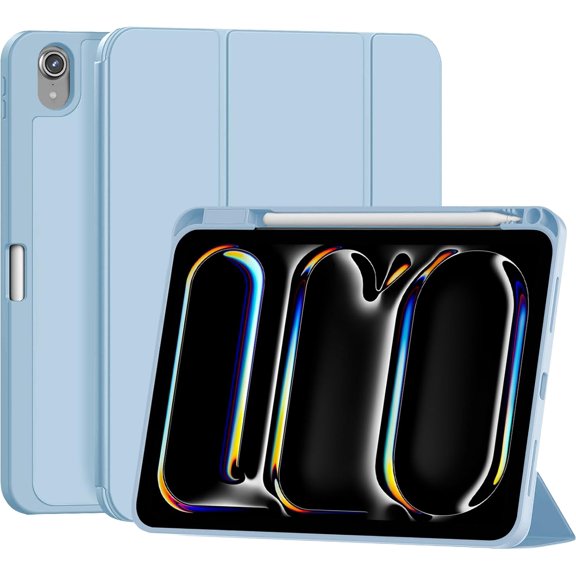 GSIZSA-Case for iPad (A16) 11th Generation 11 inch 2025/ iPad 10th Generation 10.9 inch 2022, Smart Folio with Pencil Holder, Soft TPU Back,Auto Wake/Sleep, Support Touch ID- Light Blue