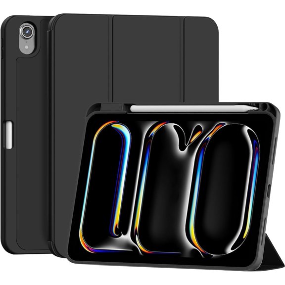 GSIZSA-Case for iPad (A16) 11th Generation 11 inch 2025 / iPad 10th Generation 10.9 inch 2022, smart Folio with Pencil Holder, Soft TPU Back,Auto Wake/Sleep, Support Touch ID - Black