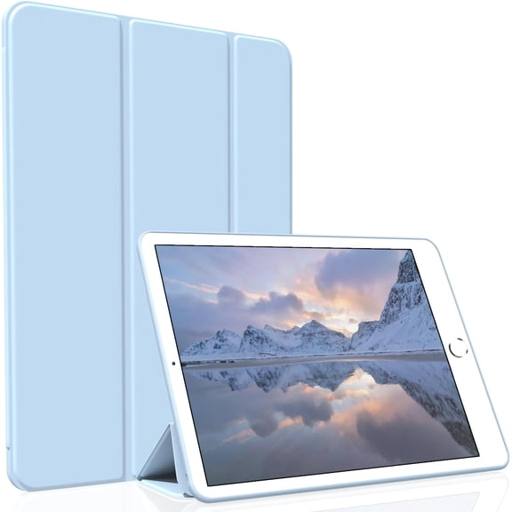 GSIZSA-Case for iPad Air 2 (2nd Generation) 9.7 Inch, Lightweight Slim Auto Sleep/Wake Trifold Stand Smart Cover, Soft TPU Case for iPad Air 2nd Gen(2014 Released), Light Blue