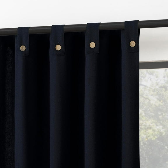 GSIZSA-Cotton Blend Button Tab Top Curtain Panel, 40" x 84, Navy Blue