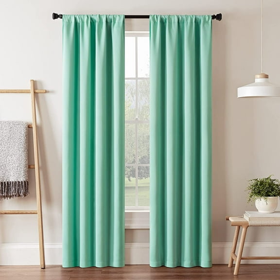 GSIZSA-ECLIPSE Room Darkening Curtains for Bedroom - Darrell 37" x 63" Thermal Insulated Single Panel Rod Pocket Light Blocking Curtains for Living Room, Mint (16205037063MNT)