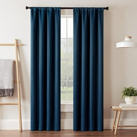 GSIZSA-ECLIPSE Room Darkening Curtains for Bedroom - Darrell 37" x 95" Thermal Insulated Single Panel-Rod Pocket Light Blocking Curtains for Living Room, Indigo (16205037095IND)
