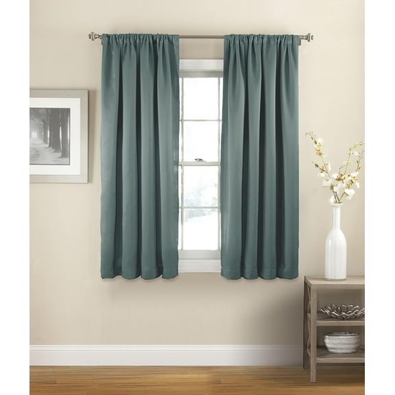 GSIZSA-ECLIPSE Solid Thermapanel Modern Room Darkening Rod Pocket Window Curtain for Bedroom (1 Panel), 54" x 63", River Blue