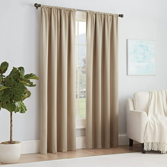 GSIZSA-ECLIPSE Solid Thermapanel Modern Room Darkening Rod Pocket Window Curtain for Bedroom (1 Panel), 54" x 84", Taupe